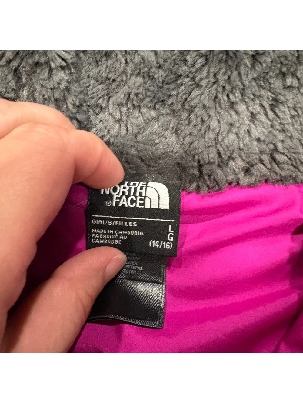 The North Face Girls Full Zip Large Gray Fleece Jacket Polyester Warm Outdoor
